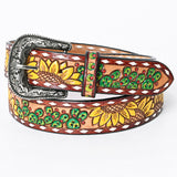 American Darling ADBLF106-L Beautifully Hand Tooled Genuine American Leather Belt Men and  Women