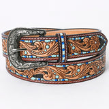 American Darling ADBLF108-L Beautifully Hand Tooled Genuine American Leather Belt Men and  Women