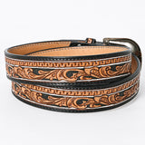 American Darling ADBLF109-L Beautifully Hand Tooled Genuine American Leather Belt Men and  Women