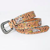 American Darling ADBLF149-L Beautifully Hand Tooled Genuine American Leather Belt Men and  Women