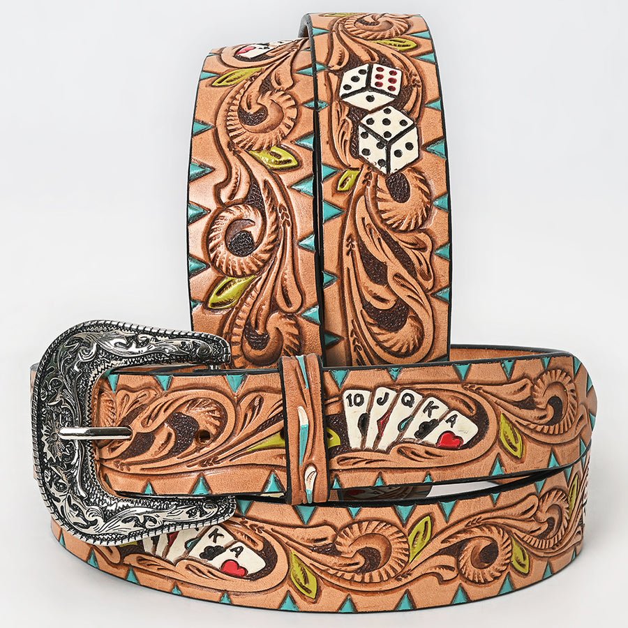 Beautifully Hand Tooled Painted Genuine American Leather Belt Men and Women - Uhorse