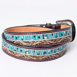 American Darling ADBLF153-L Beautifully Hand Tooled Genuine American Leather Belt Men and  Women