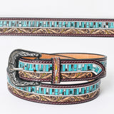 American Darling ADBLF153-L Beautifully Hand Tooled Genuine American Leather Belt Men and  Women