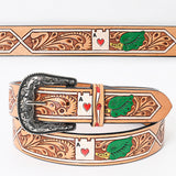 American Darling Beautifully Hand Tooled Tan Genuine American Leather Belt Men and Women Western Belt with Removable Buckle