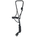 Hilason Braided Nylon Knotted Rope Horse Halter With 8 Ft. Lead Rope Heavy Duty Training Halter - Black