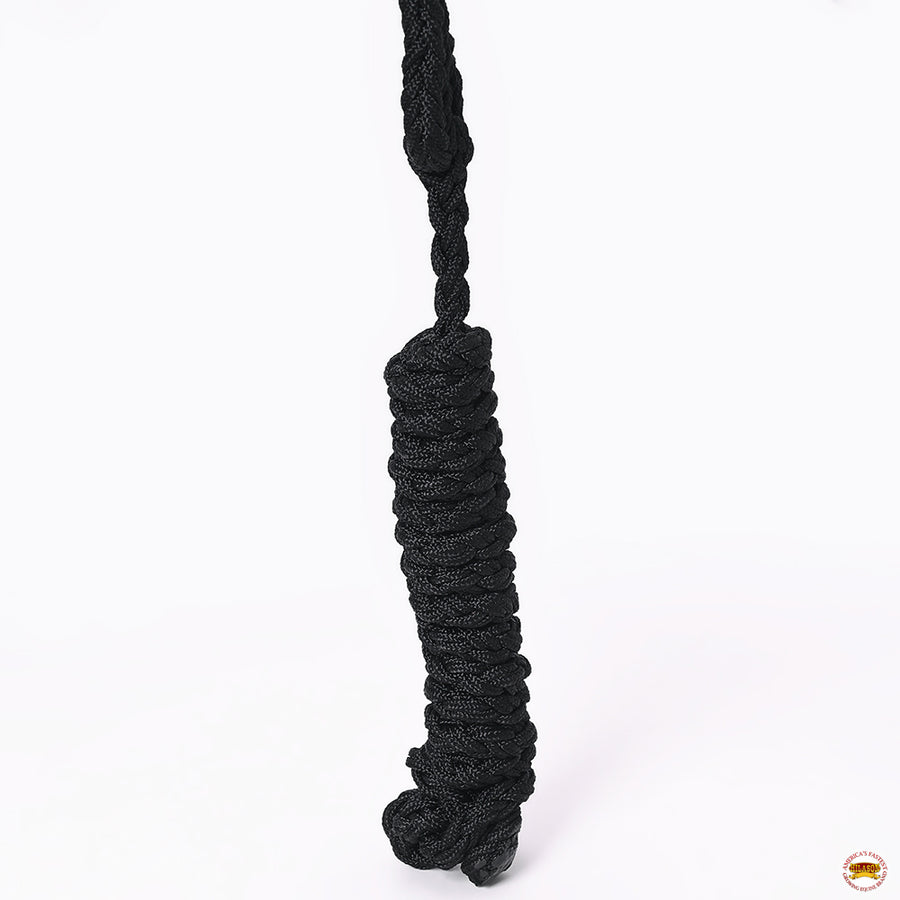 HILASON Western Horse Halter Basic Poly Rope with Lead Floral Leather Black 8 Ft | Halters for Horses and