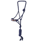 Hilason Braided Nylon Rope Halter Beaded Noseband With 8 Ft. Lead Rope Halter for Horses Navy - Uhorse