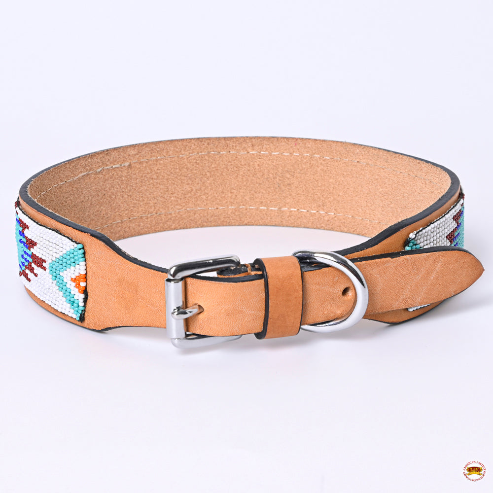 HILASON Western Style Heavy Duty Beaded American Leather Pet Dog Collar | Dog Collar | Leather Dog Collar | Western Dog Collar | Leather Collar for Dogs | Comfortable Dog Collar