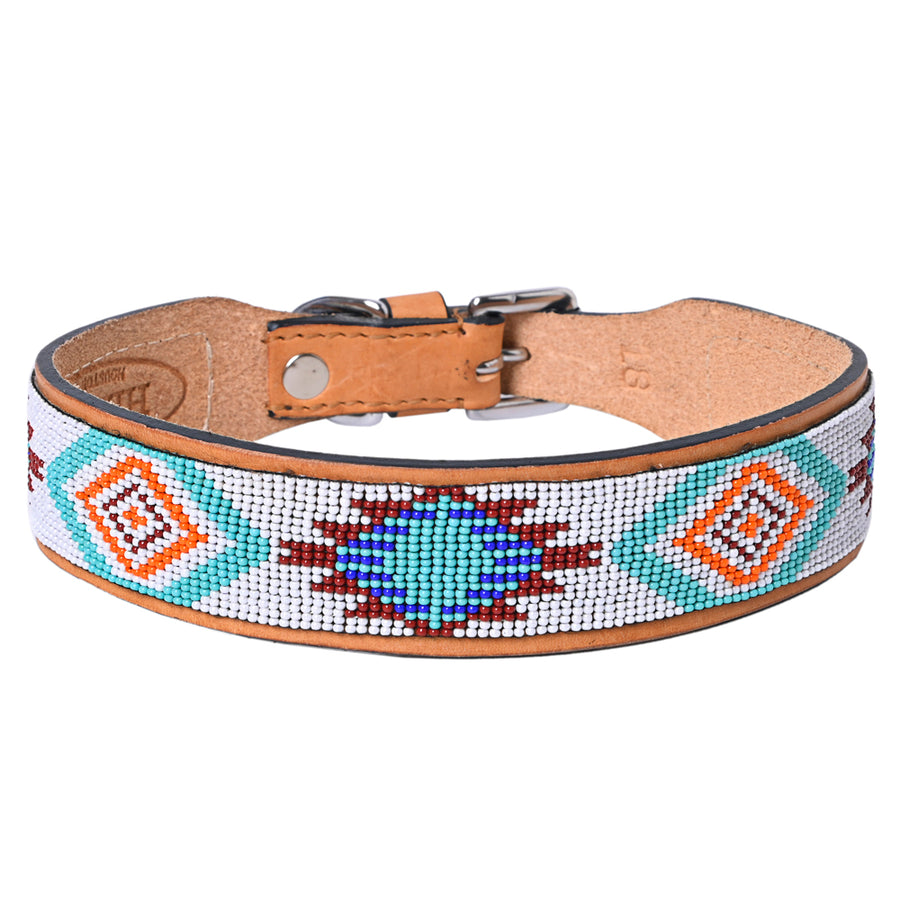 Hilason Western Style Heavy Duty Beaded American Leather Pet Dog Collar - Uhorse
