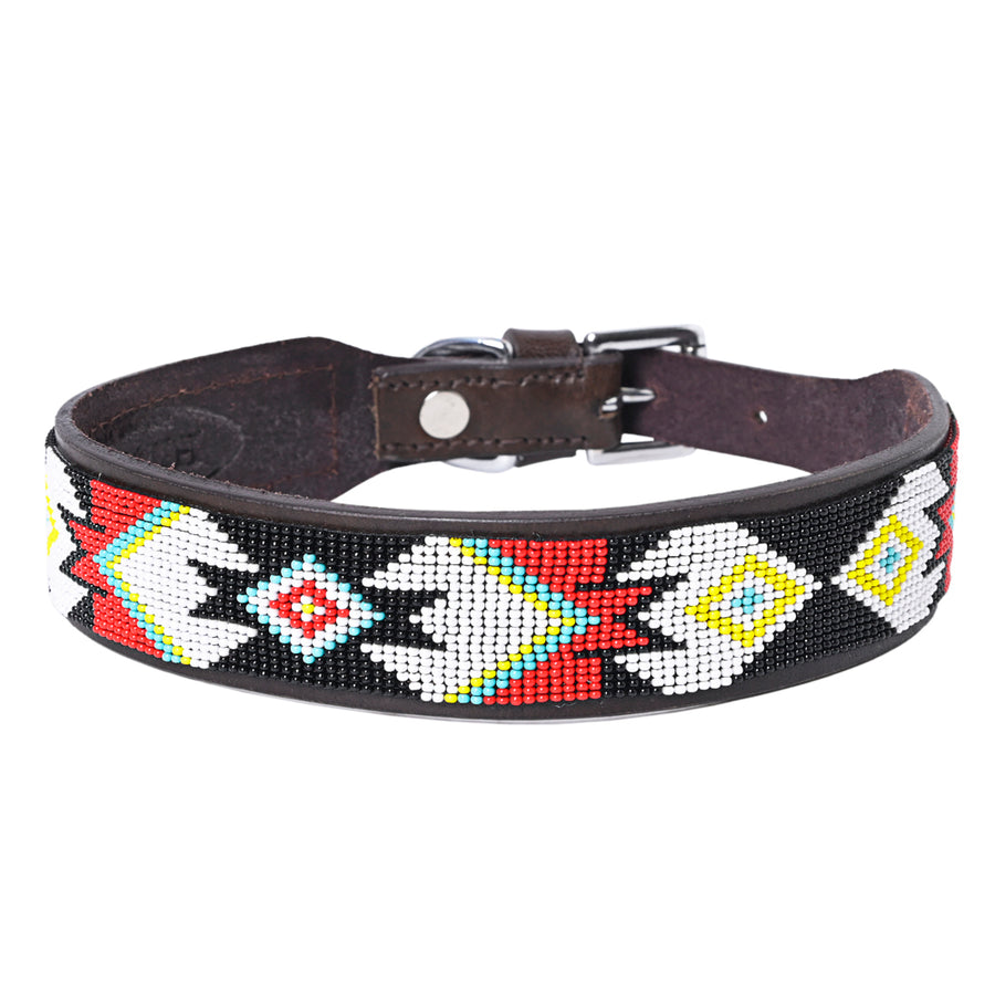 Hilason Western Style Heavy Duty Beaded American Leather Pet Dog Collar - Uhorse