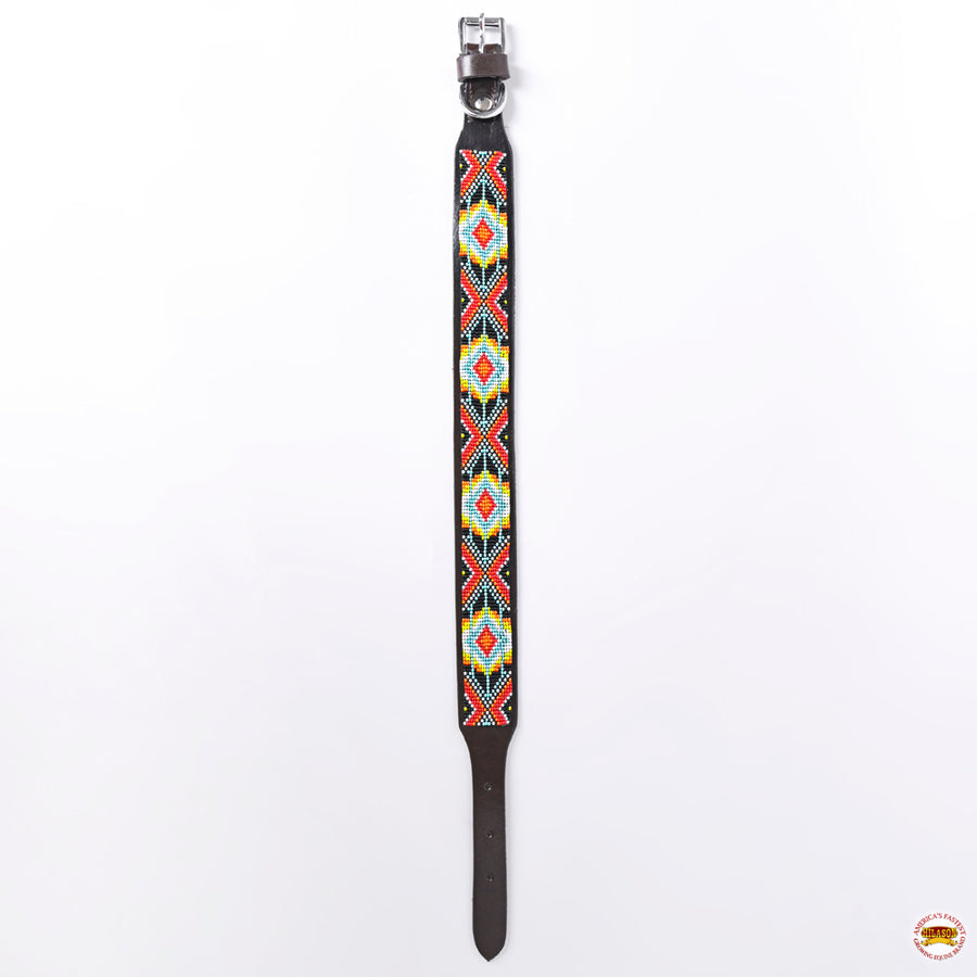Hilason Western Style Heavy Duty Beaded American Leather Pet Dog Collar