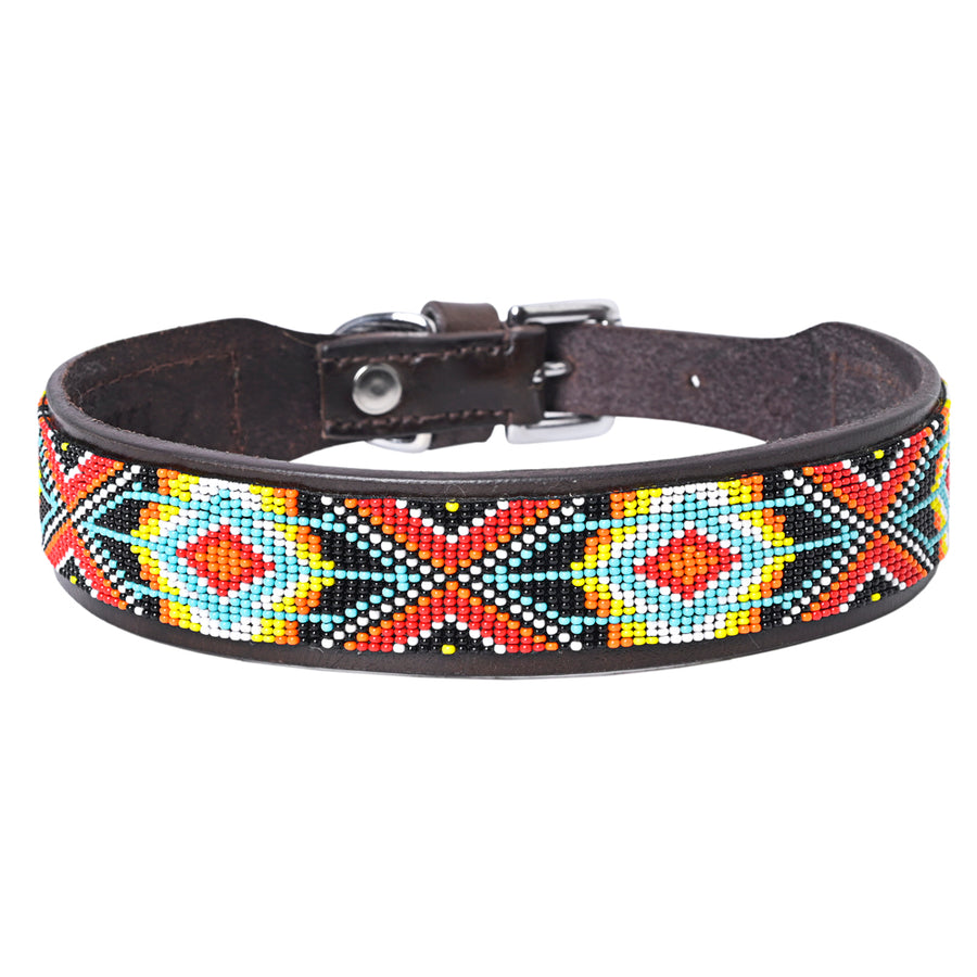 Hilason Western Style Heavy Duty Beaded American Leather Pet Dog Collar - Uhorse