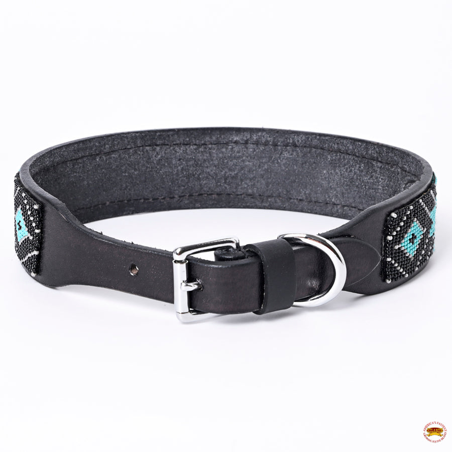 Hilason Western Style Heavy Duty Beaded American Leather Pet Dog Collar