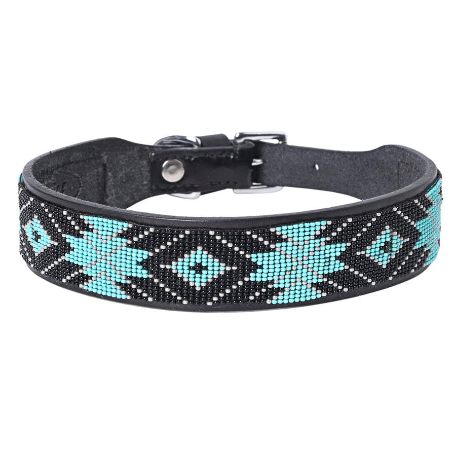 Hilason Western Style Heavy Duty Beaded American Leather Pet Dog Collar - Uhorse