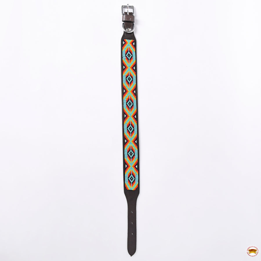Hilason Western Style Heavy Duty Beaded American Leather Pet Dog Collar