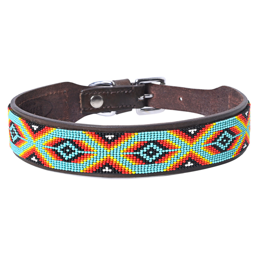 Hilason Western Style Heavy Duty Beaded American Leather Pet Dog Collar - Uhorse
