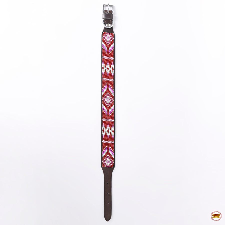 Hilason Western Style Heavy Duty Beaded American Leather Pet Dog Collar