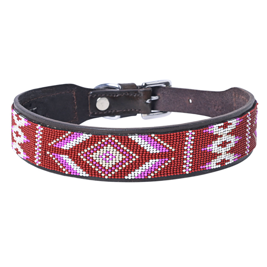 Hilason Western Style Heavy Duty Beaded American Leather Pet Dog Collar - Uhorse