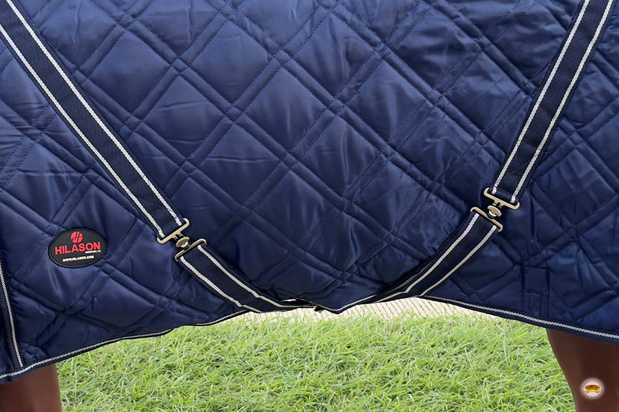 HILASON Western Horse Stable Blanket Quilted | Blankets for Winter Water Resistant Horses Blue