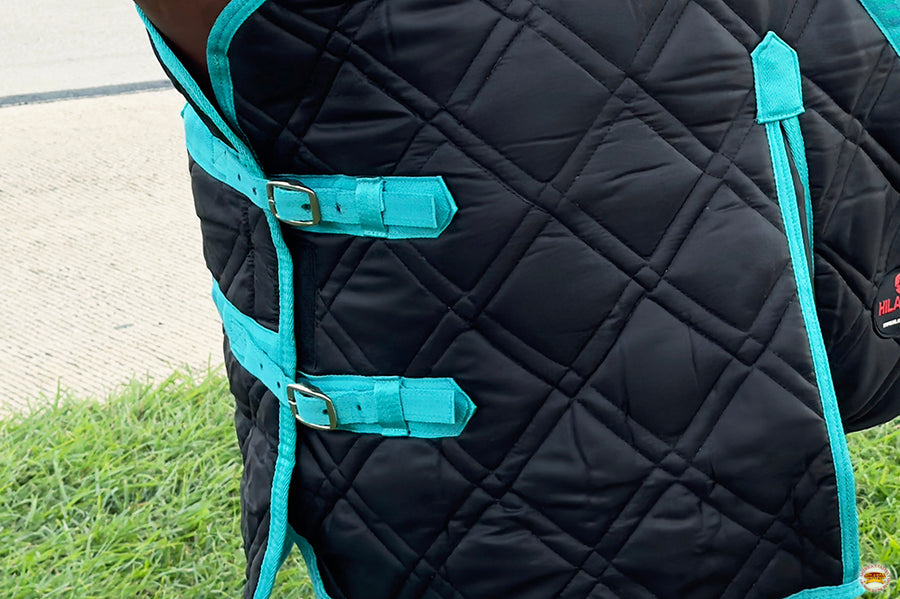 HILASON Western Horse Stable Blanket Quilted | Blankets for Winter Water Resistant Horses Black 66 Inches