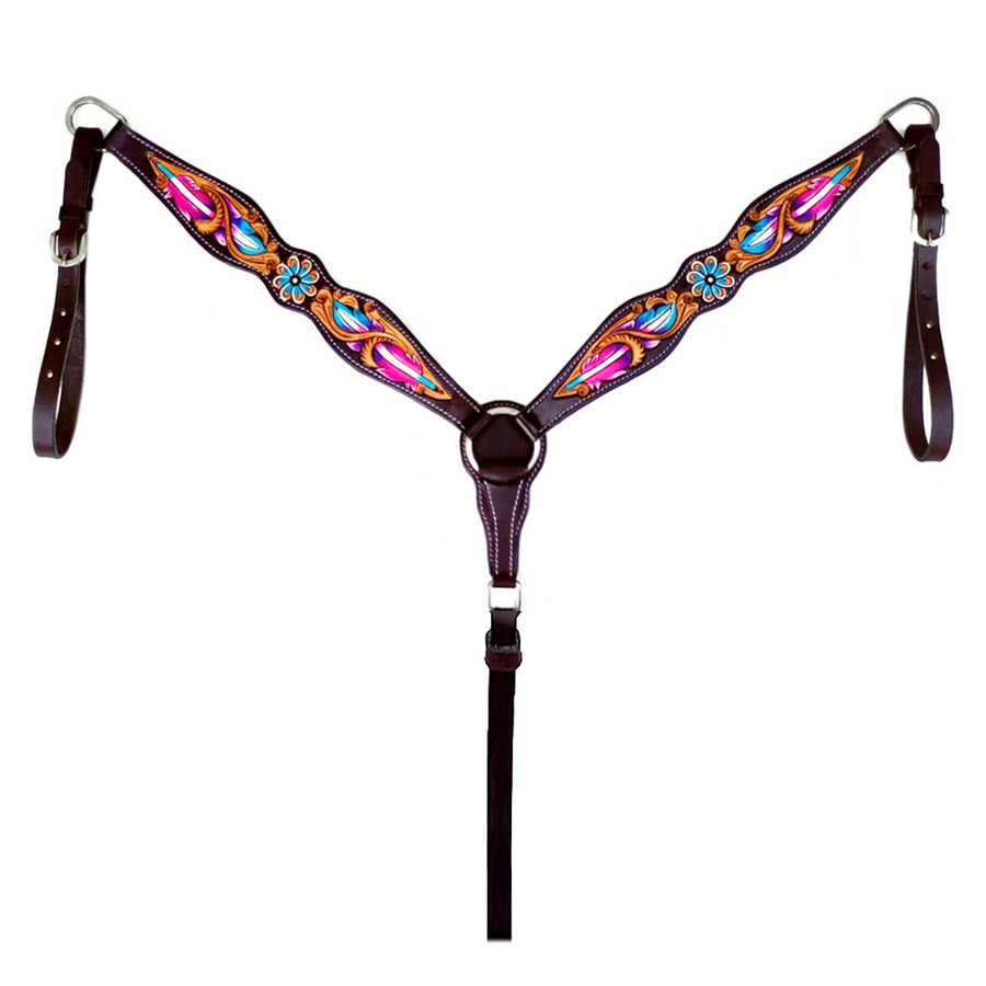 HILASON W. H. Floral Hand Painted Genuine Leather Breast Collar Dark by Hilason – Cowboy and equestrian accessories