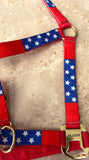 HILASON Western Horse Top Grade Nylon Comfortable & Flexible Halter US Flag