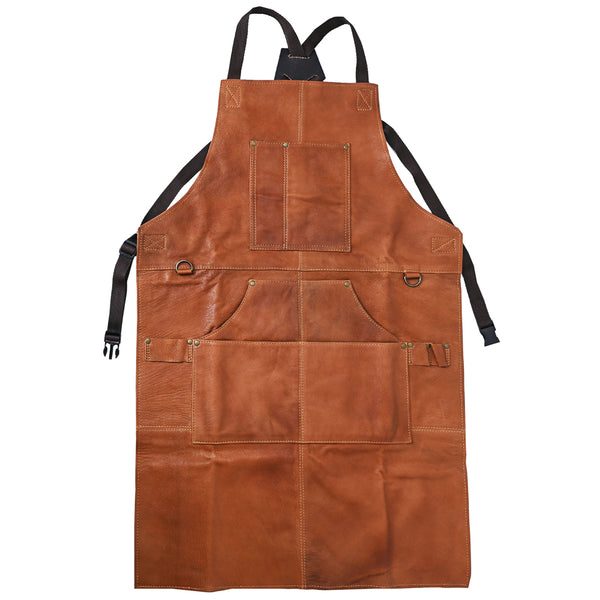 HILASON Genuine Leather Adjustable Work Apron With Tool Pockets Tan - Uhorse