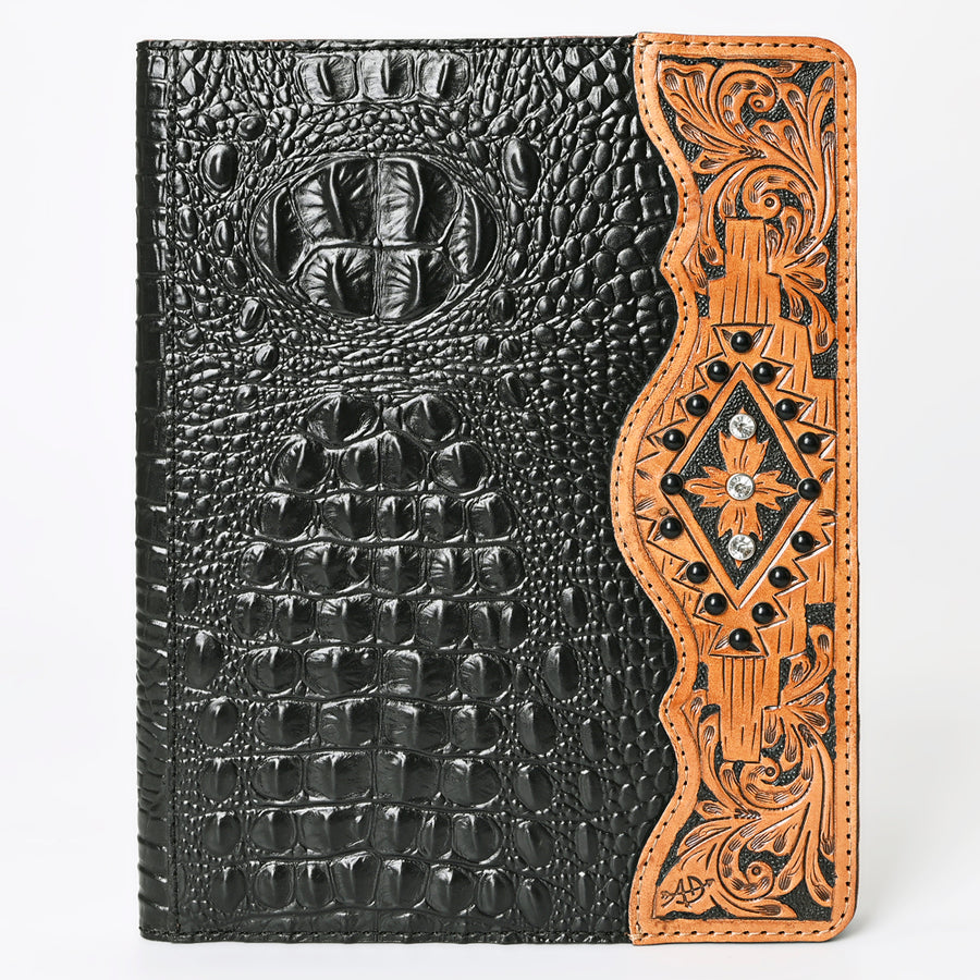 American Darling Portfolio Bag Hand Tooled Crocodile Embossed Genuine Leather Western Women | Student for Sketches