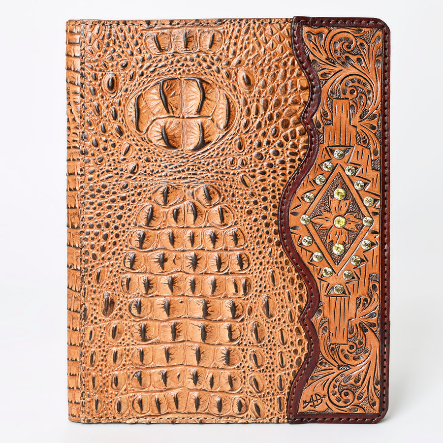 American Darling Portfolio Bag Hand Tooled Crocodile Embossed Genuine Leather Western Women | Student for Sketches