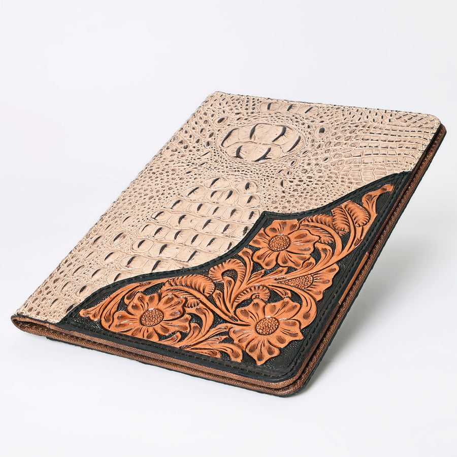 American Darling Portfolio Bag Hand Tooled Crocodile Embossed Genuine Leather Western Women | Student for Sketches