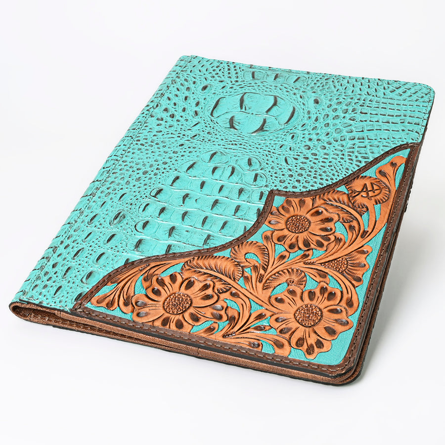 American Darling Portfolio Bag Hand Tooled Crocodile Embossed Genuine Leather Western Women | Student for Sketches
