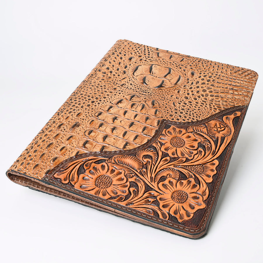 American Darling Portfolio Bag Hand Tooled Crocodile Embossed Genuine Leather Western Women | Student for Sketches