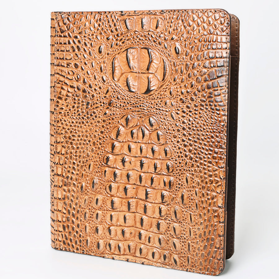 American Darling Crocodile Embossed Genuine Leather Western Portfolio Bag - Hilason