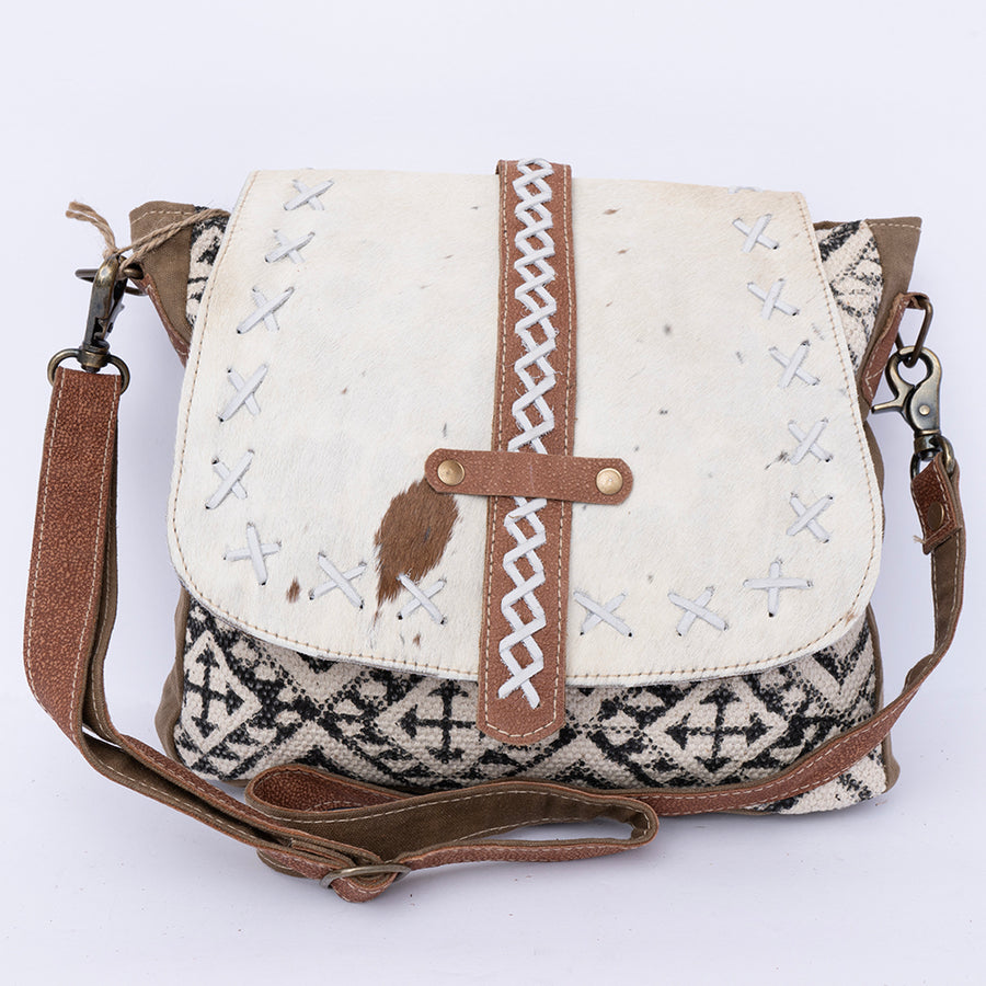 Ohlay Bags KB122 Cross Body Ii Upcycled Wool Canvas Hair-On Genuine Leather Women Bag Western Handbag Purse