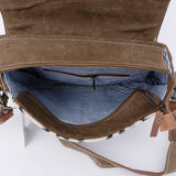 Ohlay Bags KB122 Cross Body Ii Upcycled Wool Canvas Hair-On Genuine