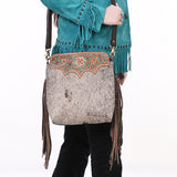 Ohlay Bags SKBA116 Cross Body I Hand Tooled Hair-On Genuine Leather Women Bag Western Handbag Purse