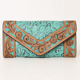 OHLAY WALLET Hand Tooled Embossed  Genuine Leather women bag western handbag purse