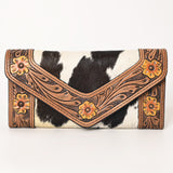 OHLAY WALLET Hand Tooled Hair-on Genuine Leather women bag western handbag purse