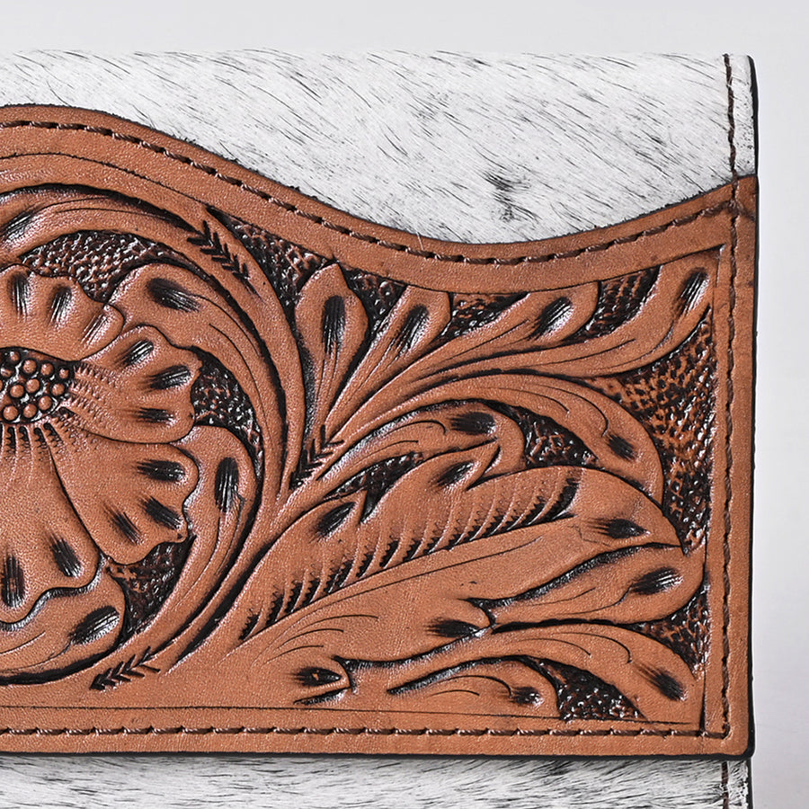 OHLAY Wallet Hand Tooled Hair-On Genuine Leather Women Bag Western Handbag Purse | Womens Handbags |Leather Belt for Summer