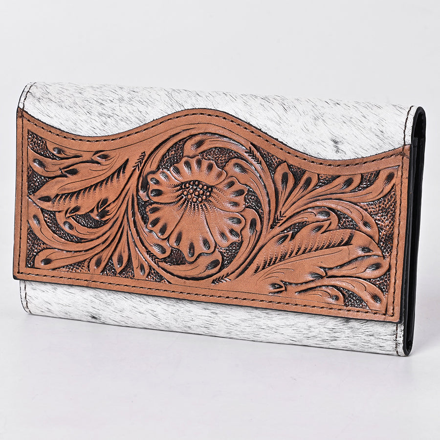 OHLAY WALLET Hand Tooled Hair-on Genuine Leather women bag western handbag purse - Uhorse