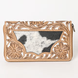 OHLAY WALLET Hand Tooled Hair-on Genuine Leather women bag western handbag purse