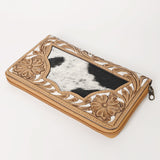 OHLAY WALLET Hand Tooled Hair-on Genuine Leather women bag western handbag purse