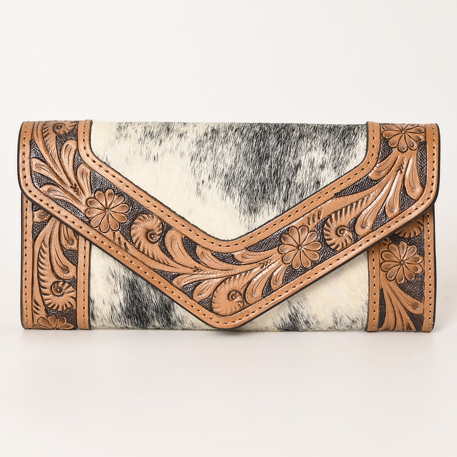 OHLAY Wallet Hand Tooled Hair-On Genuine Leather Women Bag Western Handbag Purse | Womens Handbags |Leather Belt for Summer