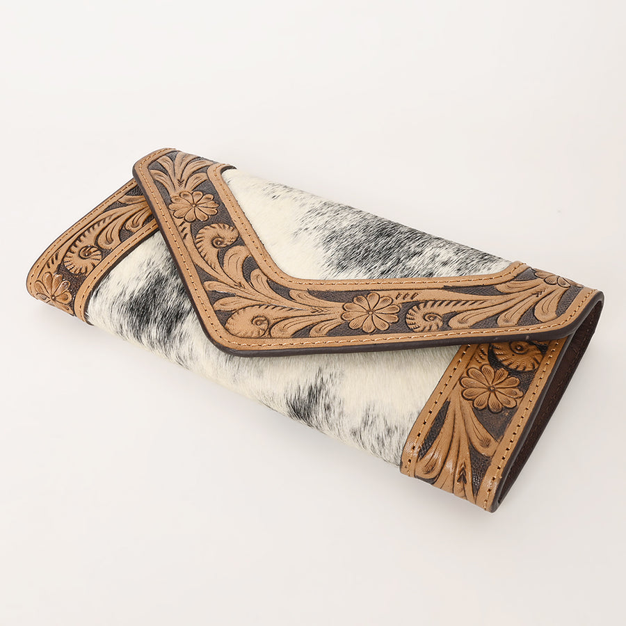 OHLAY Wallet Hand Tooled Hair-On Genuine Leather Women Bag Western Handbag Purse | Womens Handbags |Leather Belt for Summer