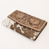 OHLAY WALLET Hand Tooled Hair-on Genuine Leather women bag western handbag purse