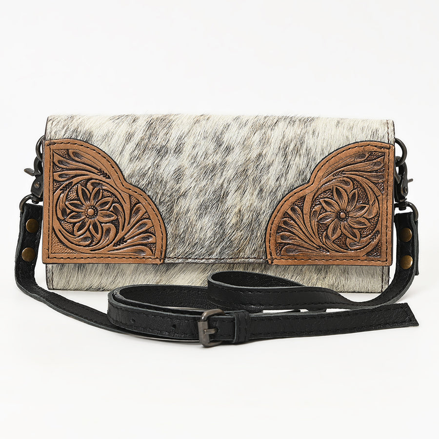 OHLAY Wallet Hand Tooled Hair-On Genuine Leather Women Bag Western Handbag Purse | Womens Handbags |Leather Belt for Summer