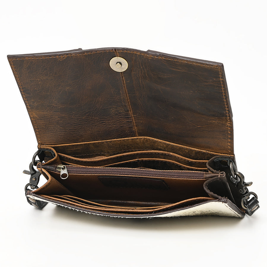 OHLAY Wallet Hand Tooled Hair-On Genuine Leather Women Bag Western Handbag Purse | Womens Handbags |Leather Belt for Summer