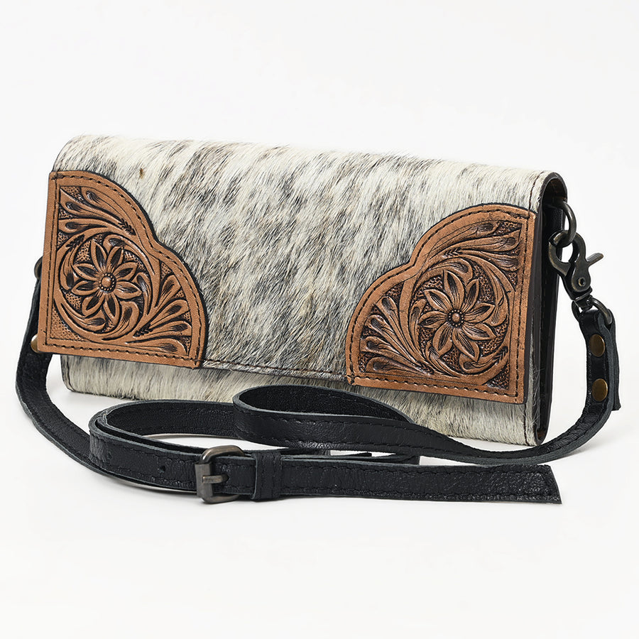 OHLAY WALLET Hand Tooled Hair-on Genuine Leather women bag western handbag purse - Uhorse