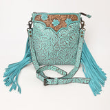 OHLAY LARGE CROSSBODY Hand Tooled Embossed  Genuine Leather women bag western handbag purse