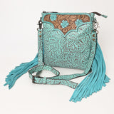 OHLAY LARGE CROSSBODY Hand Tooled Embossed  Genuine Leather women bag western handbag purse